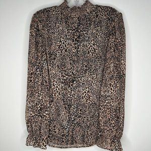 1. STATE Size S Tan wth Black Animal Print 3/4 Bracelet Sleeve Blouse